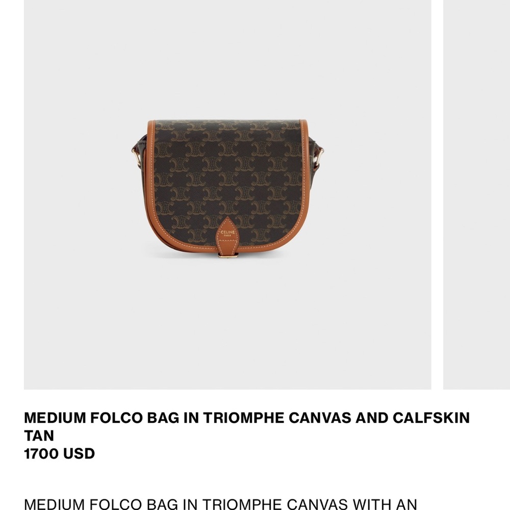 Brand New! MEDIUM FOLCO BAG IN TRIOMPHE CANVAS AND CALFSKIN TAN - Picture 6 of 8